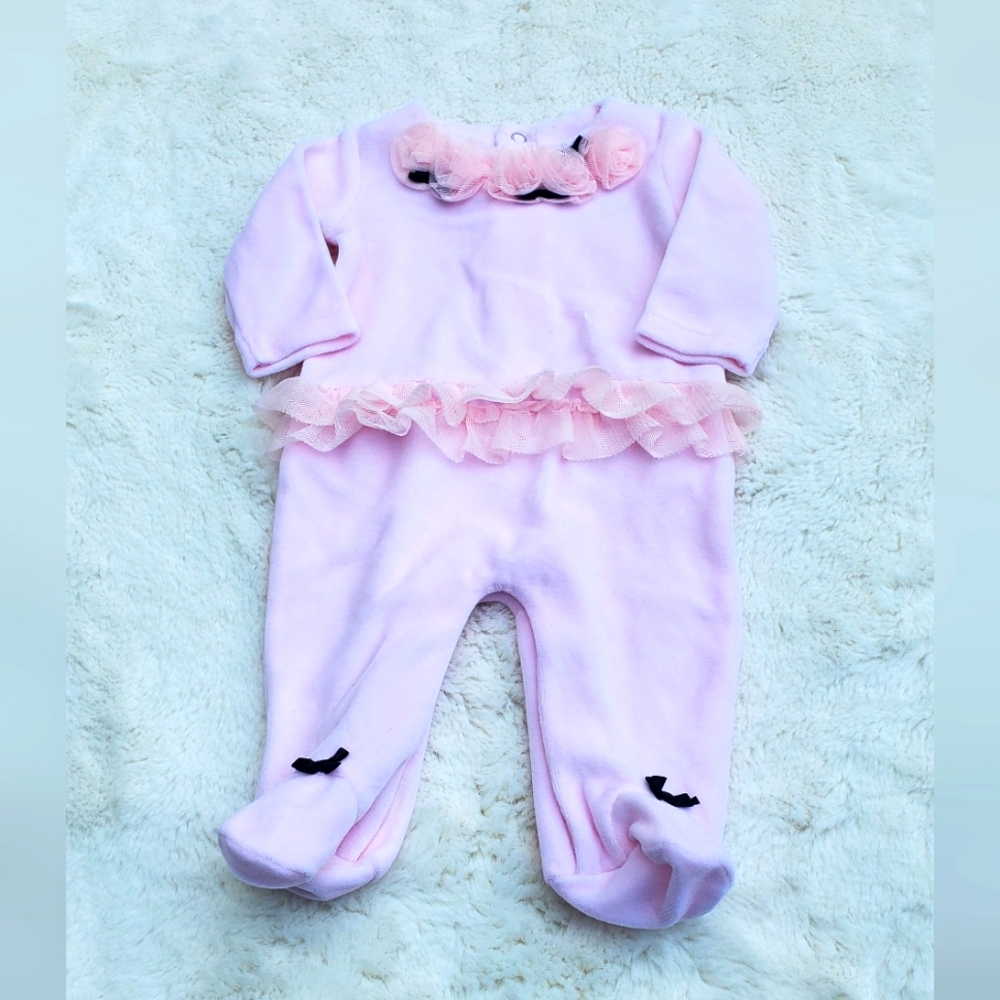 Pink Ruffled Newborn Footies